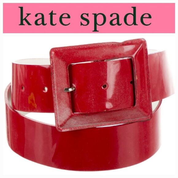 Kate Spade New York Patent Leather Stretch Belt- Red
